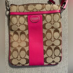 Coach Tan and Pink Crossbody Bag